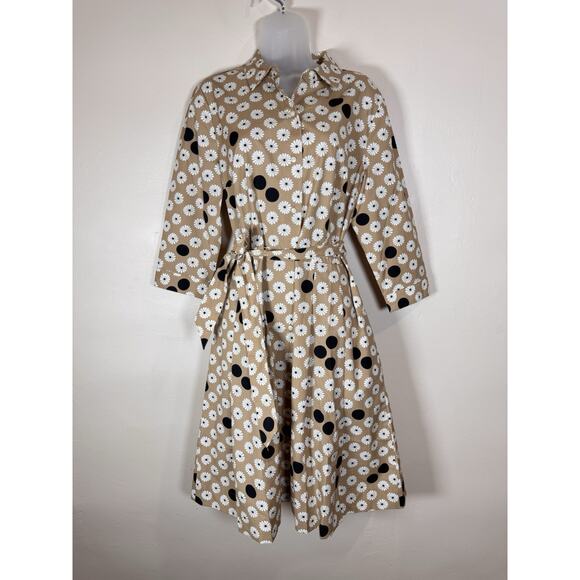 NWOT TALBOTS FLORAL DOT POPLIN SHIRTDRESS Size 12 P Coastal Preppy - Picture 3 of 13